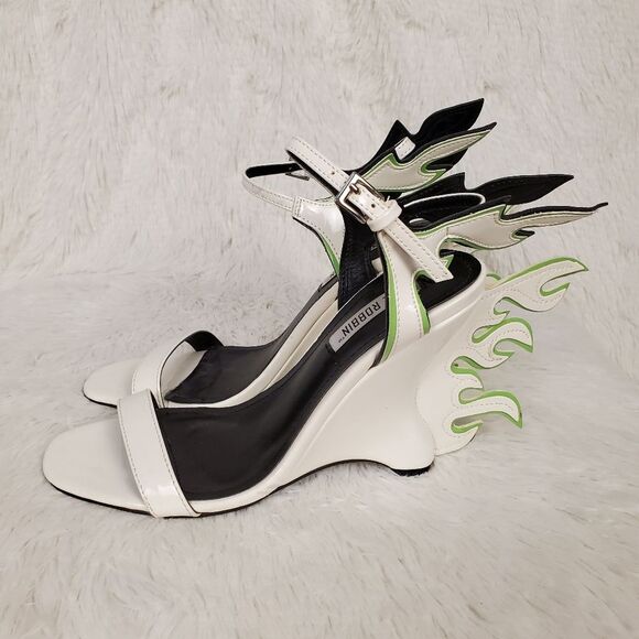 Cape Robbin White Neon Flame Wedge Heels Size 6.5 - Picture 4 of 6